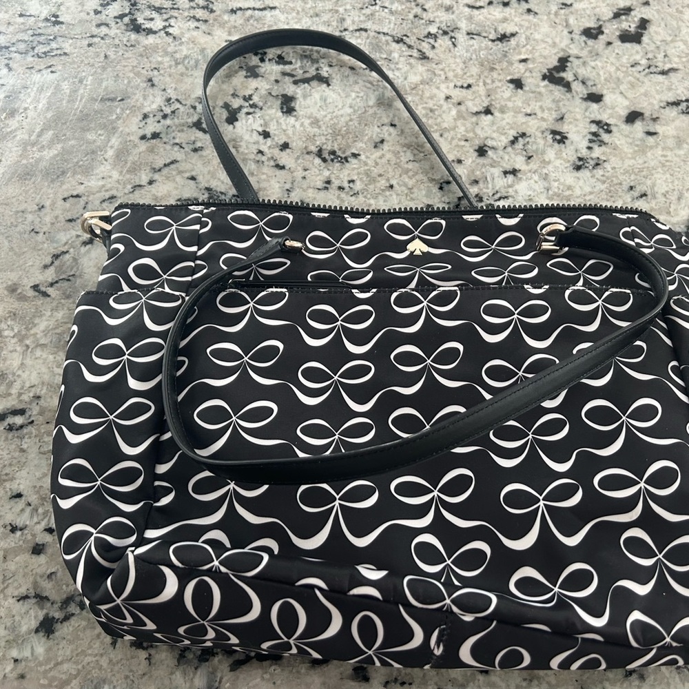 Kate spade large black and White Patterned baby/diaper bag.